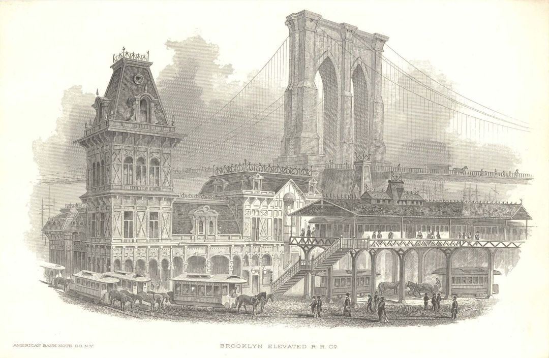 Print of Brooklyn Bridge by American Bank Note Company
