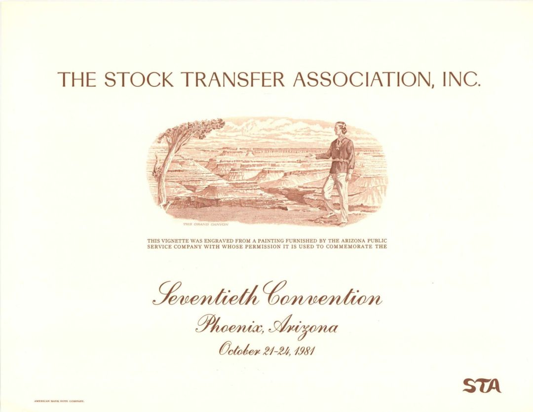Print of American Bank Note vignette for the Stock Transfer Association, Inc. - 1981 dated