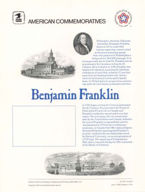 American Bank Note Company American Commemoratives of Benjamin Franklin - 1976 dated