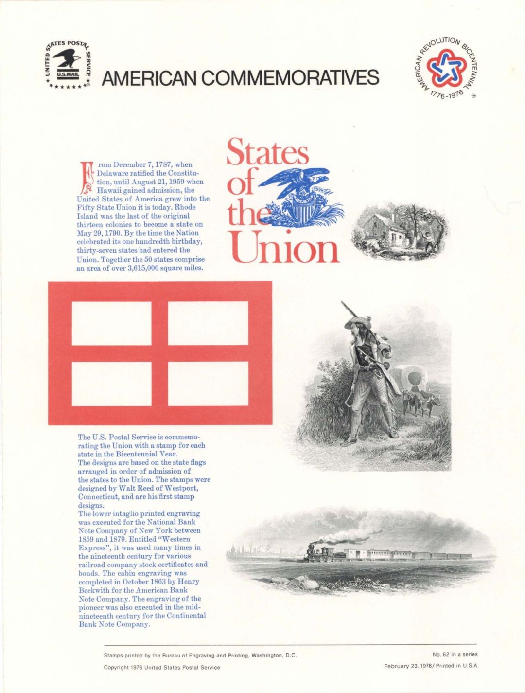 American Bank Note Company American Commemoratives for States of the Union - 1976 dated