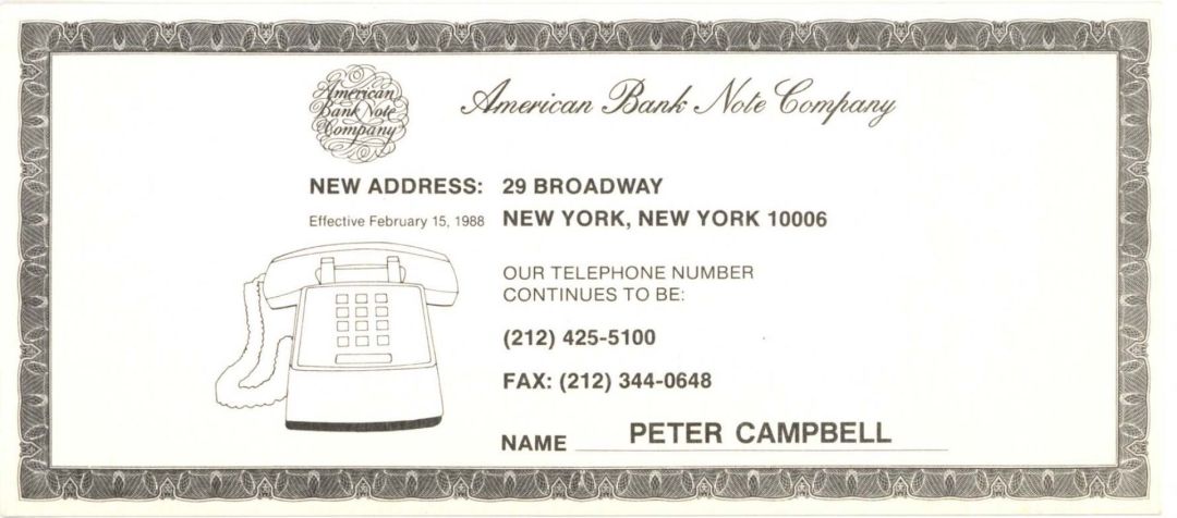 American Bank Note Company Card