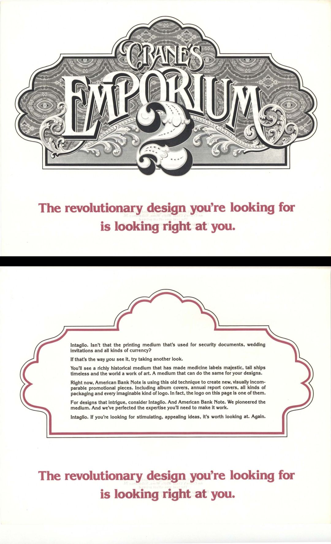 Crane's Emporium intaglio printed by American Bank Note Company