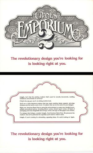 Crane's Emporium intaglio printed by American Bank Note Company