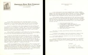 American Bank Note Company Letter - 1960's dated