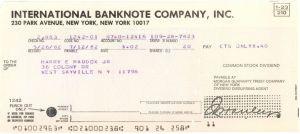International Banknote Company, Inc.  - 1982 dated American Bank Note Company Stock Dividend