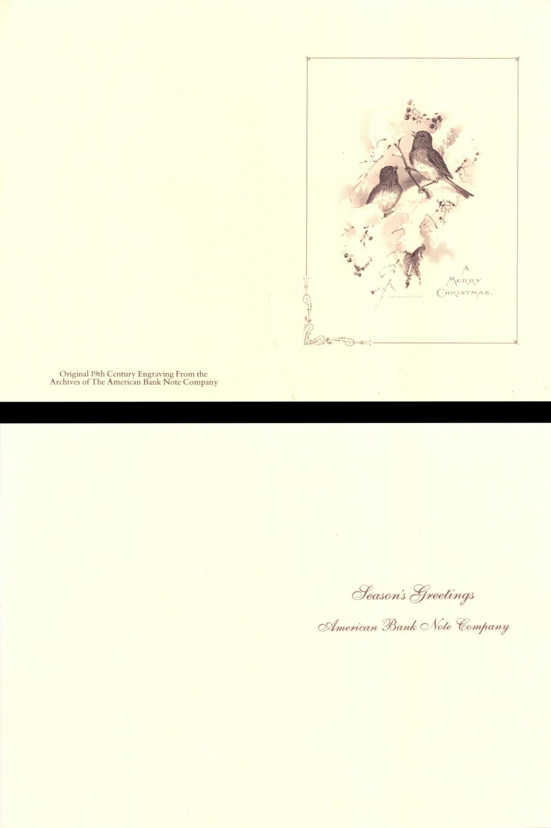 American Bank Note Company Christmas Card  - American Bank Note Company 