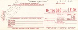 Purchase Agreement for Travelers Cheque - American Bank Note Specimen
