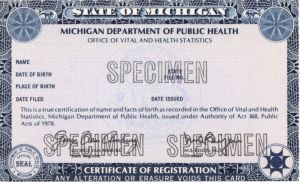 Michigan Department of Public Health Certificate - American Bank Note Specimen