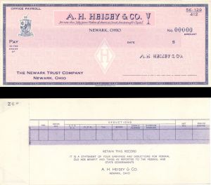 A.H. Heisey and Co. - American Bank Note Company Specimen Checks