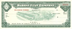 Albany Felt Co. - American Bank Note Company Specimen Checks