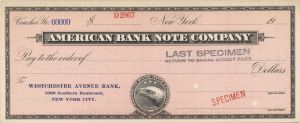 American Bank Note Co. - American Bank Note Company Specimen Checks