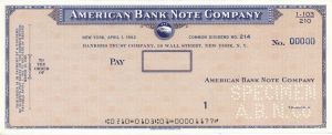 American Bank Note Co. - American Bank Note Company Specimen Checks
