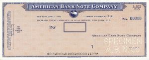 American Bank Note Co. - American Bank Note Company Specimen Checks