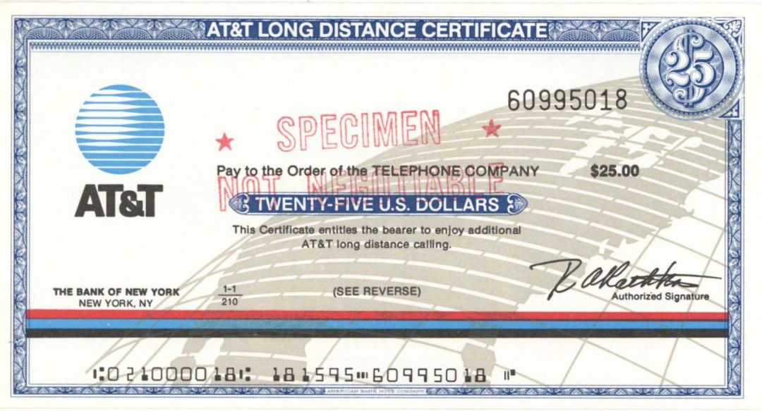 AT&T - American Bank Note Company Specimen Checks