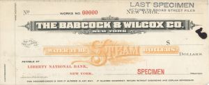 Babcock and Wilcox Co. - American Bank Note Company Specimen Checks