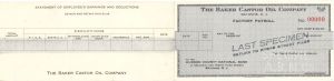 Baker Castor Oil Co. - American Bank Note Company Specimen Checks