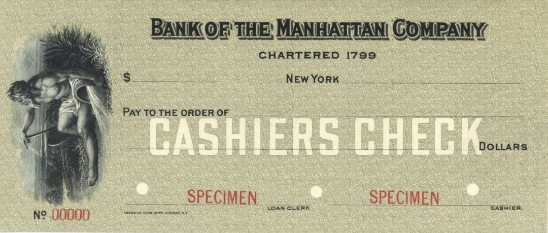 Bank of the Manhattan Co. - American Bank Note Company Specimen Check