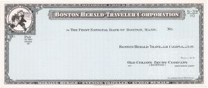 Boston Herald-Traveler Corp. - American Bank Note Company Specimen Checks