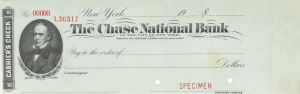 Chase National Bank - American Bank Note Company Specimen Cashier's Check