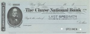 Chase National Bank - American Bank Note Company Specimen Checks