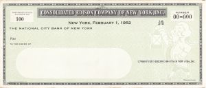 Consolidated Edison Company of New York, Inc. - American Bank Note Company Specimen Checks
