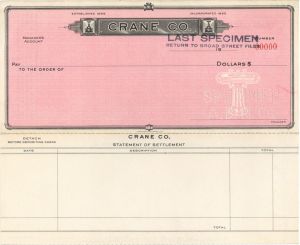 Crane Co. - American Bank Note Company Specimen Checks