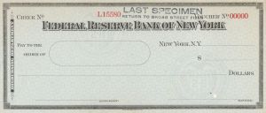 Federal Reserve Bank of New York - American Bank Note Company Specimen Checks