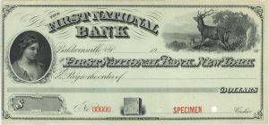 First National Bank New York - American Bank Note Company Specimen Checks