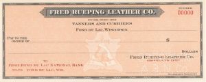Fred Rueping Leather Co. - American Bank Note Company Specimen Check