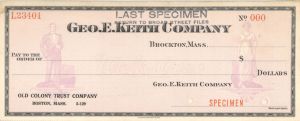 Geo. E. Keith Co. - American Bank Note Company Specimen Checks