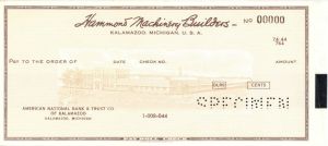 Hammond Machinery Builders - American Bank Note Company Specimen Checks