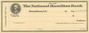 National Hamilton Bank - American Bank Note Company Specimen Checks