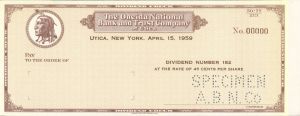 Oneida National Bank and Trust Co. of Utica - American Bank Note Company Specimen Checks