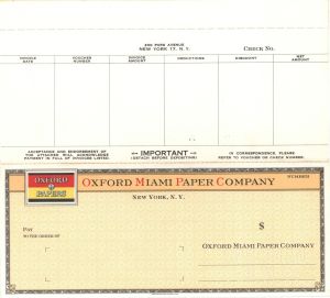 Oxford Miami Paper Co. - American Bank Note Company Specimen Checks