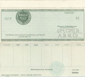 Philco - American Bank Note Company Specimen Checks