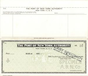 Port of New York Authority - American Bank Note Company Specimen Checks