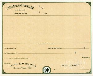 Marian West - American Bank Note Company Specimen Checks