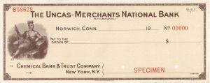 Uncas-Merchants National Bank - American Bank Note Company Specimen Checks