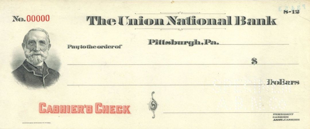 Union National Bank - American Bank Note Company Specimen Checks
