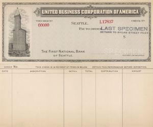 United Business Corporation of America - American Bank Note Company Specimen Checks
