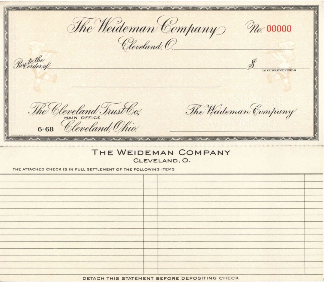 Weideman Co. - American Bank Note Company Specimen Checks
