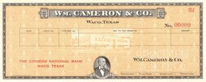 Wm. Cameron and Co. - American Bank Note Company Specimen Checks