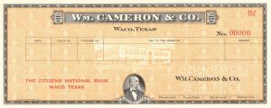 William Cameron and Co. - American Bank Note Company Specimen Checks