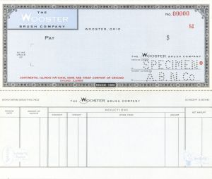 Wooster Brush Co. - American Bank Note Company Specimen Checks