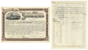 Henry M. Flagler, Wesley H. Tilford and A. J. Cassatt - 1895 dated Standard Oil Trust Stock Certificate