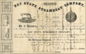 Richard Borden signed Bay State Steamboat Co - Stock Certificate