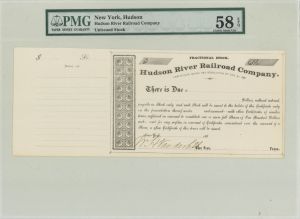 Hudson River Railroad Co. signed by William H. Vanderbilt  - Unissued Autographed Stock Certificate (Uncanceled)