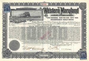 John D. Rockefeller issued Western Maryland Railroad - $10,000 Railway Gold Bond - Not Signed