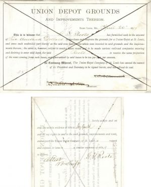 Union Depot Grounds Transferred to Jay Gould - Stock Certificate