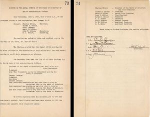 Minutes of Meeting signed by Thomas A. Edison and Charles A. Edison - 1926 dated Autograph